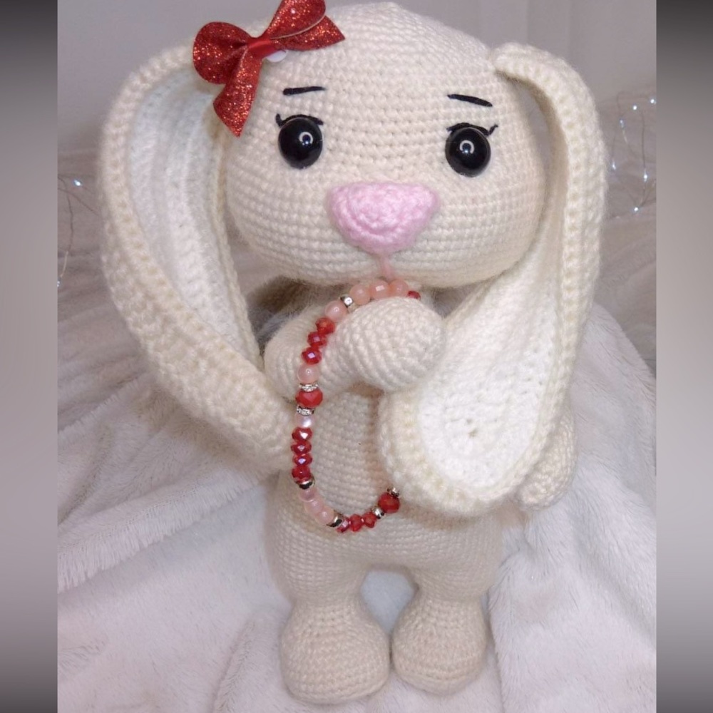 Handmade. Crochet. Amigurumi style. Collectible. Bunny doll.